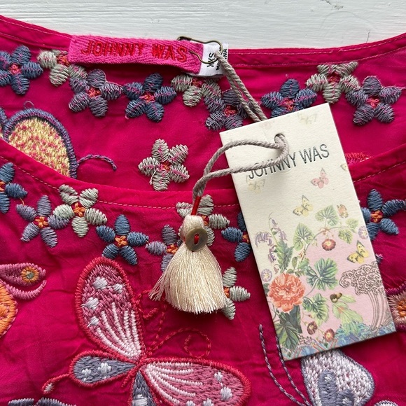 NWT Johnny Was Bellona Short Sleeve Embroidered Blouse Pink size XXS - Picture 5 of 9